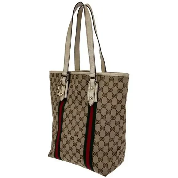 GUCCI GG Canvas Web Jolicoeur Tote includes monogrammed GG Black Dust Bag - Picture 2 of 16